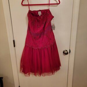 NWT Pearl by Marchesa Hot Pink Tulle Cocktail Dress 12